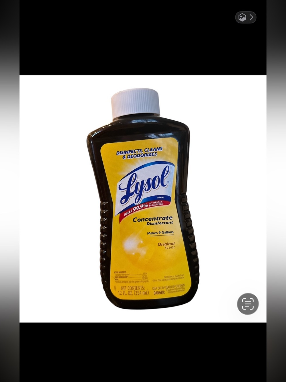Lysol Concentrate Original Scent 12 fl oz Makes 9 Gallons Cleans Deodorizes